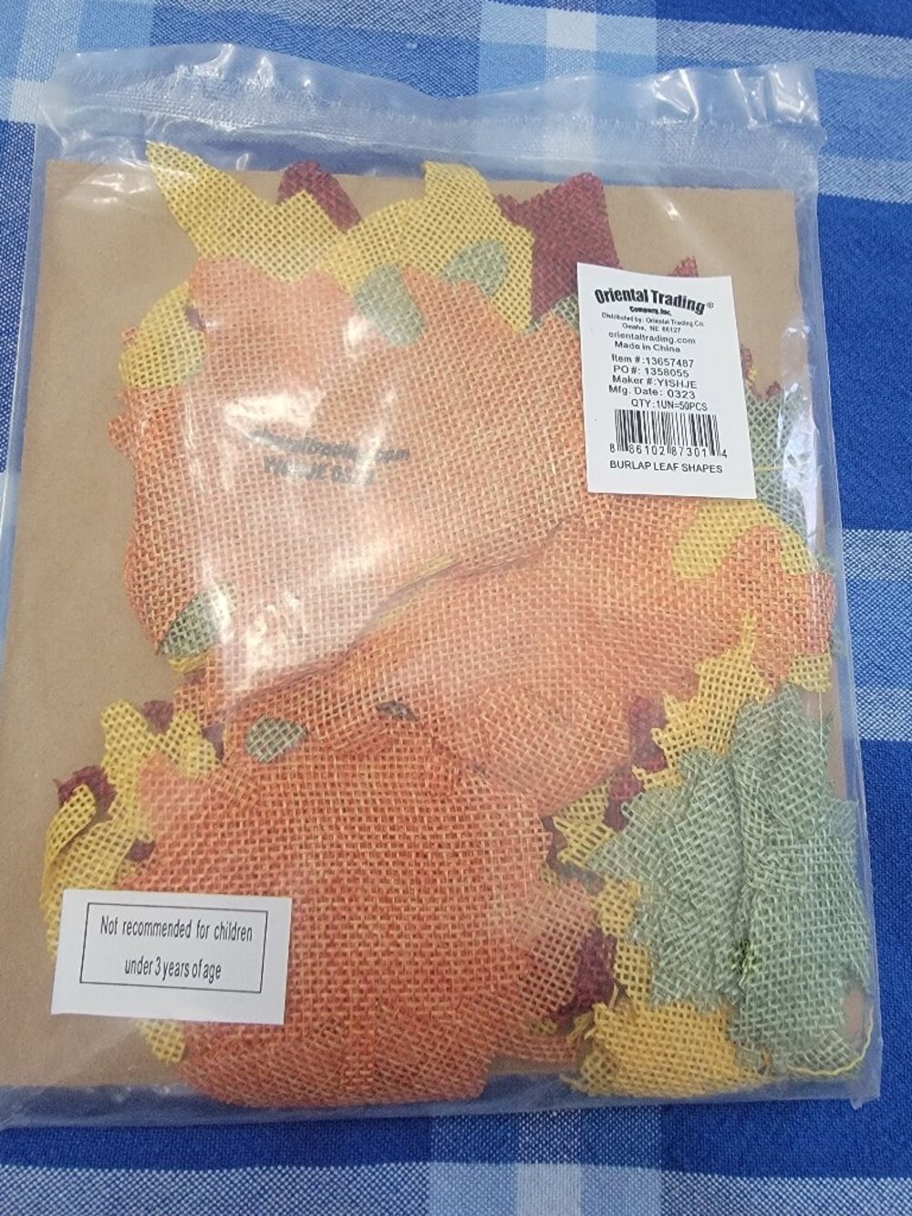 2" – 5" Bulk 50 Pc. Warm Color Fall Burlap Leaf-Shaped Decorations